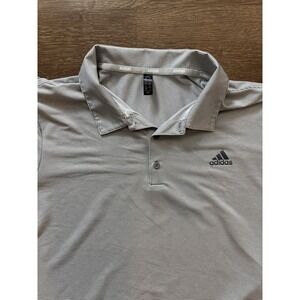Adidas Polo Shirt Men's XL Gray White Striped Performance Golf  Shirt  Polyester